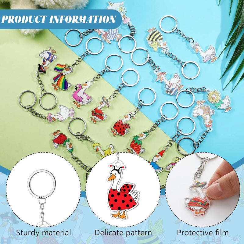 Equsion 100 Pcs Silly Goose Keychains Bulk, Cute Funny Acrylic Silly Goose Duck Keychains, Valentine's Day Gifts for Animal Lovers, Tropical Carnival Birthday Party, Classroom Rewards, Goodie Bag Fillers - Image 4